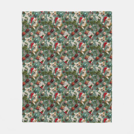 Akita Dog Christmas Pattern Fleecedecke (Vorderseite)