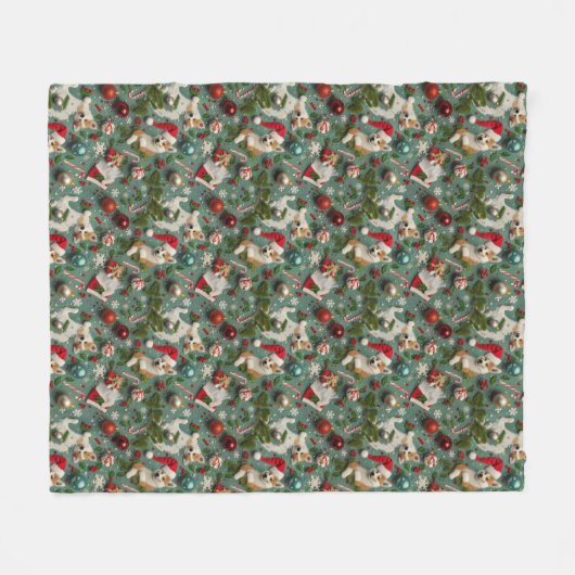 Akita Dog Christmas Pattern Fleecedecke (Vorderseite (Horizontal))