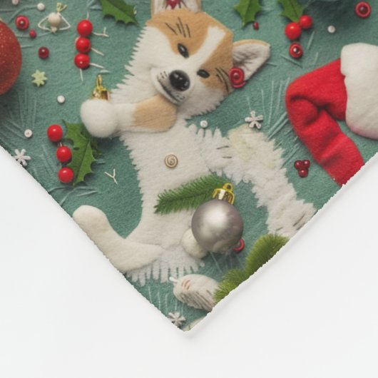 Akita Dog Christmas Pattern Fleecedecke (Ecke)