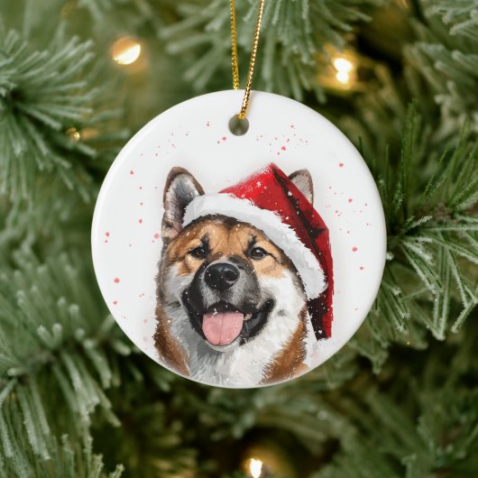 Akita Dog Christmas Personalized Keramik Ornament (Baum)