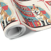 Akita Dog Colorful Geschenkpapier (Rolleneckpunkt)