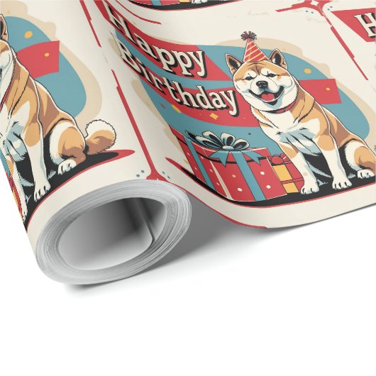 Akita Dog Colorful Geschenkpapier (Rolleneckpunkt)