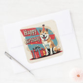 Akita Dog Colorful Quadratischer Aufkleber (Umschlag)