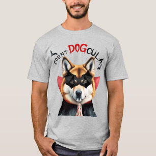 Akita Dog Count DOGcula Funny Dog Lover Halloween T-Shirt