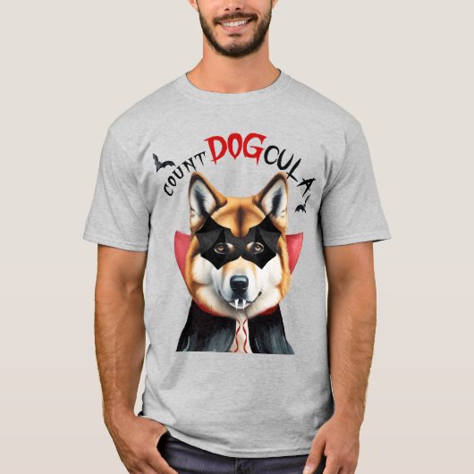 Akita Dog Count DOGcula Funny Dog Lover Halloween T-Shirt (Vorderseite)