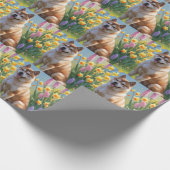 Akita Dog Frühlingsblumen Malerei Geschenkpapier (Ecke)