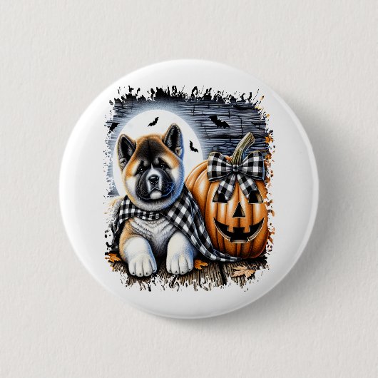 Akita Dog Halloween Square Button (Vorderseite)