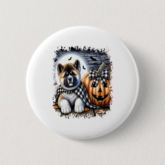 Akita Dog Halloween Square Button (Vorderseite)