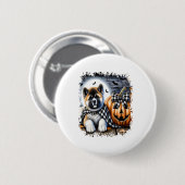 Akita Dog Halloween Square Button (Vorne & Hinten)