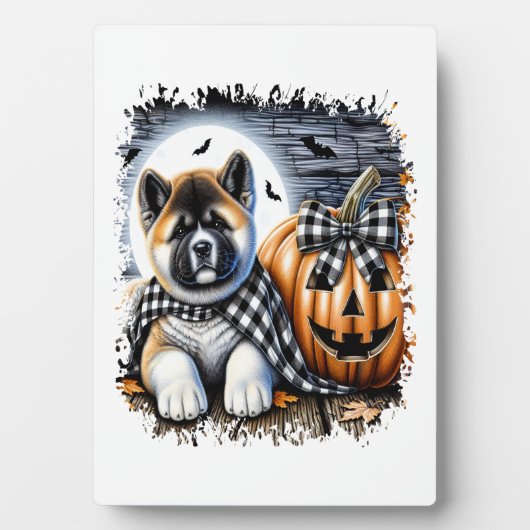 Akita Dog Halloween Square Fotoplatte (Vorderseite)