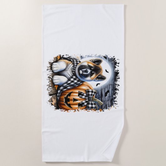 Akita Dog Halloween Square Strandtuch (Vorderseite)