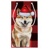 Akita Dog Holiday Red Buffalo Karierte Weihnachten Kleine Geschenktüte (Rückseite)