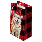 Akita Dog Holiday Red Buffalo Karierte Weihnachten Kleine Geschenktüte (Rückseite Schrägansicht)