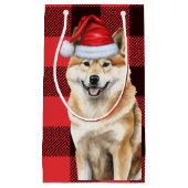 Akita Dog Holiday Red Buffalo Karierte Weihnachten Kleine Geschenktüte (Vorderseite)