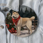 Akita Dog in Schnee Weihnachten Button (Beispiel)