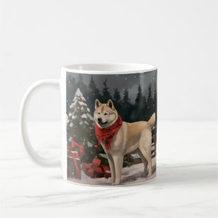 Akita Dog in Schnee Weihnachten Kaffeetasse