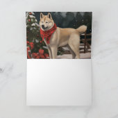 Akita Dog in Schnee Weihnachten Karte (Innenseite)