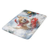 Akita Dog in Sledge Lass es Schnee Weihnachten Badematte (Schrägansicht)