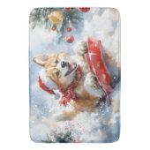 Akita Dog in Sledge Lass es Schnee Weihnachten Badematte (Vorderseite Vertikal)