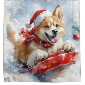 Akita Dog in Sledge Lass es Schnee Weihnachten Duschvorhang (Vorderseite)