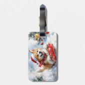 Akita Dog in Sledge Lass es Schnee Weihnachten Gepäckanhänger (Rückseite vertikal)