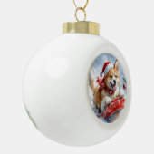 Akita Dog in Sledge Lass es Schnee Weihnachten Keramik Kugel-Ornament (Links)