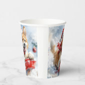 Akita Dog in Sledge Lass es Schnee Weihnachten Pappbecher (Rechts)