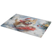 Akita Dog in Sledge Lass es Schnee Weihnachten Schneidebrett (Ecke)