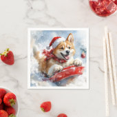 Akita Dog in Sledge Lass es Schnee Weihnachten Serviette (Beispiel)