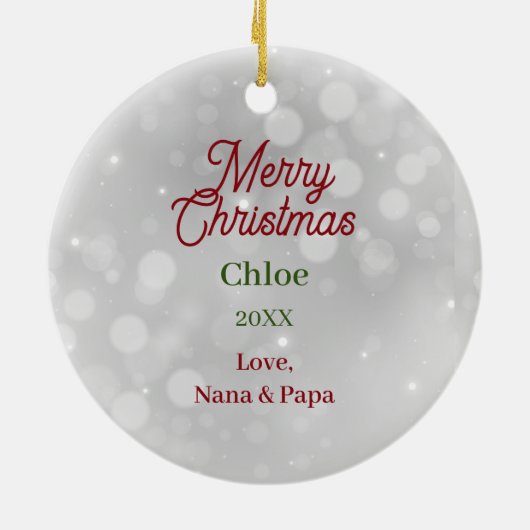 Akita Dog in Weihnachtsbeleuchtung eingeschlossen Keramik Ornament (Hinten)