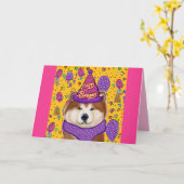 AKITA DOG KARTE (Gelbe Blume)