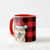 Akita Dog Lover Holiday Buffalo Karierte Weihnacht Tasse (Vorderseite Links)
