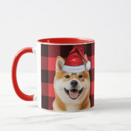 Akita Dog Lover Holiday Buffalo Plaid Christmas Tasse