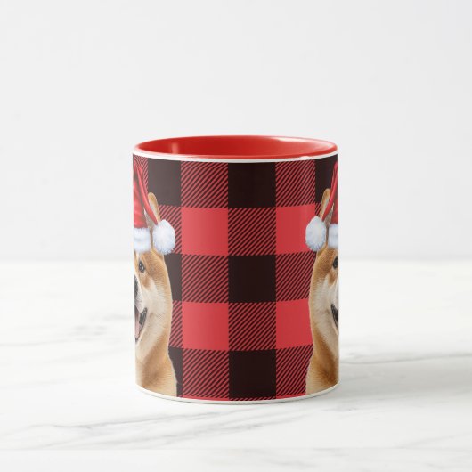 Akita Dog Lover Holiday Buffalo Plaid Christmas Tasse (Zentrum)