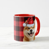 Akita Dog Lover Holiday Buffalo Plaid Christmas Tasse (VorderseiteRechts)