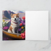Akita Dog on a Paddle: Ein Landschaftliches Abente Karte (Innenseite)