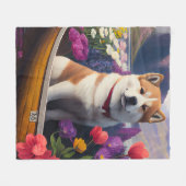 Akita Dog on a Paddle: Ein Landschaftliches Advent Fleecedecke (Vorderseite (Horizontal))