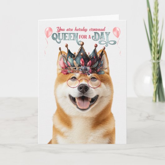 Akita Dog Queen for Day Funny Birthday Karte (Vorderseite)