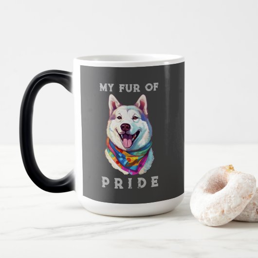 Akita Dog Rainbow Funny mein Pelz Prix Verwandlungstasse (Mit Donut)