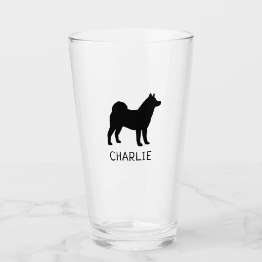 Akita Dog Rasse Silhouette Personalisiert Glas (Vorderseite)