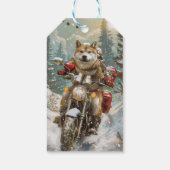 Akita Dog Riding Motorrad Weihnachten Geschenkanhänger (Rückseite)