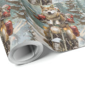 Akita Dog Riding Motorrad Weihnachten Geschenkpapier (Rolleneckpunkt)