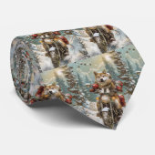 Akita Dog Riding Motorrad Weihnachten Krawatte (Gerollt)