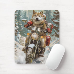 Akita Dog Riding Motorrad Weihnachten Mousepad
