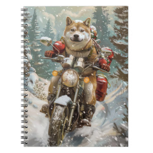 Akita Dog Riding Motorrad Weihnachten Notizblock