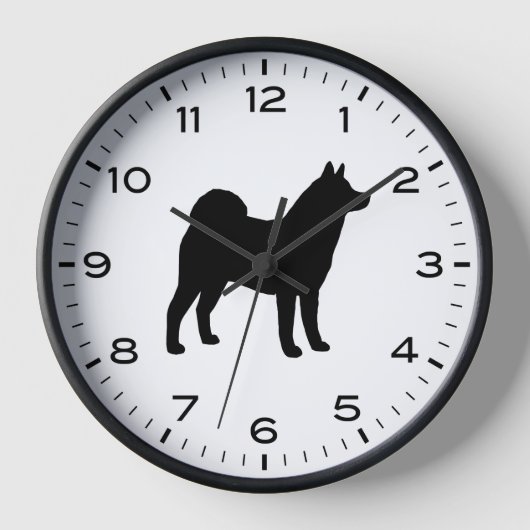 Akita Dog Silhouette mit Nummern und Minuten Uhr (Vorderseite)