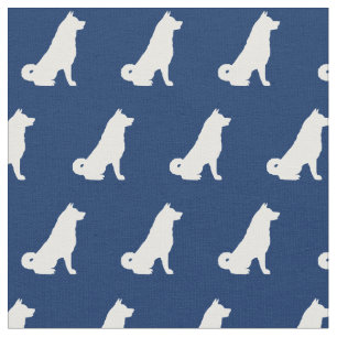 Akita Dog Silhouette Pet Navy Blue Stoff