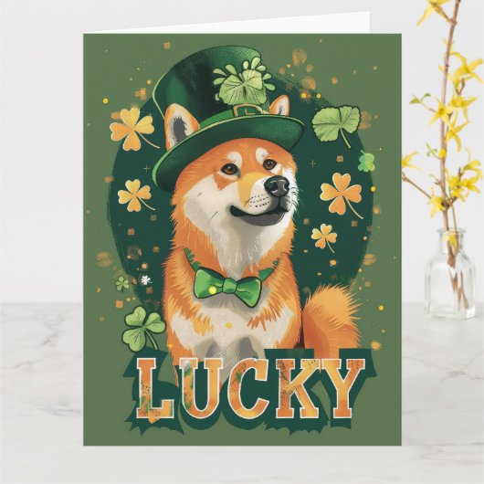 Akita Dog St. Patrick's Day Karte (Gelbe Blume)