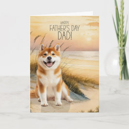 Akita Dog Sunset Beach Father's Day Feiertagskarte