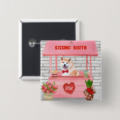 Akita Dog Valentine's Day Kissing Booth Button (Vorne & Hinten)